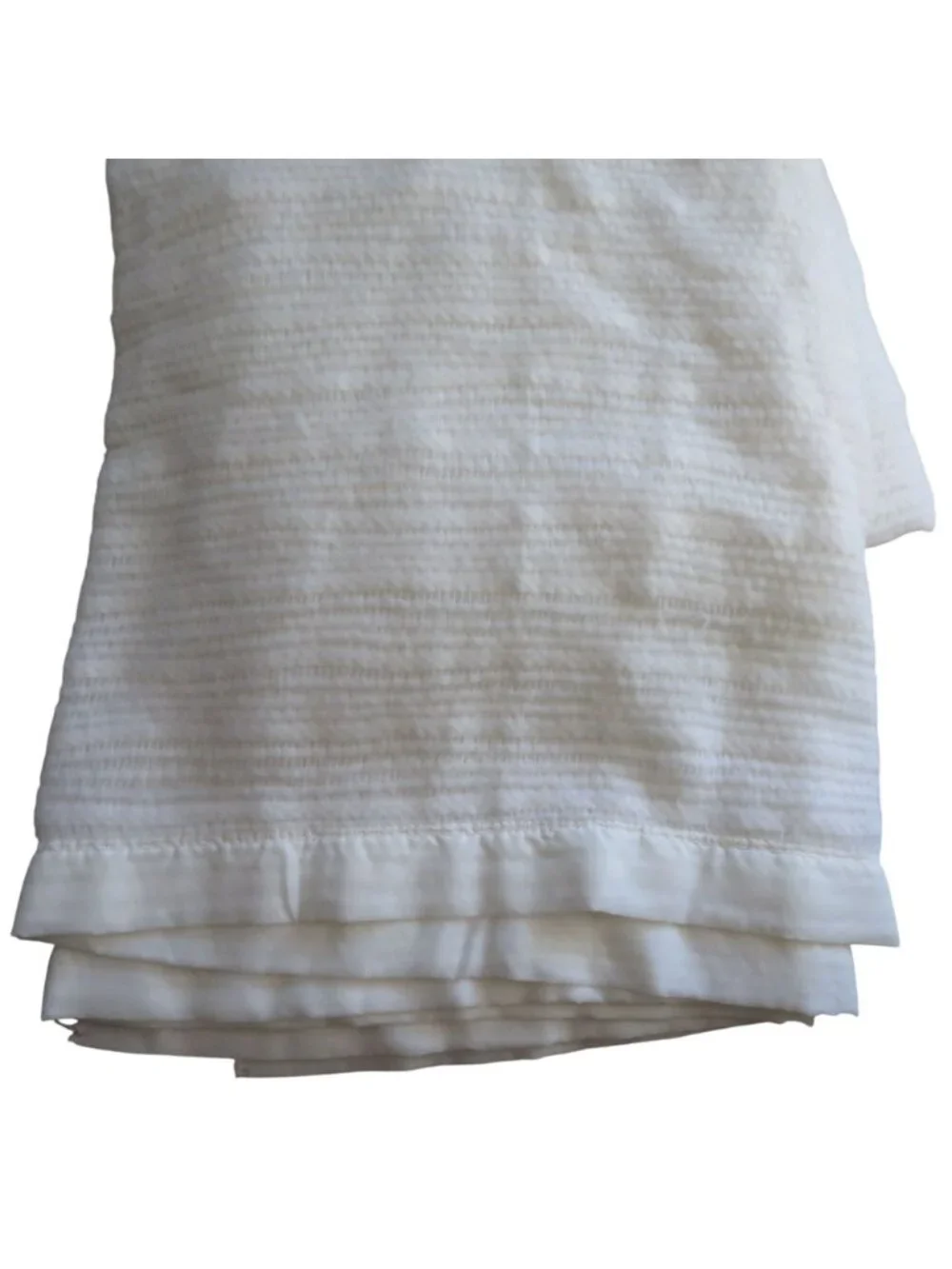 Vintage White Acrylic Waffle Weave Twin Blanket Satin Trim Made in USA